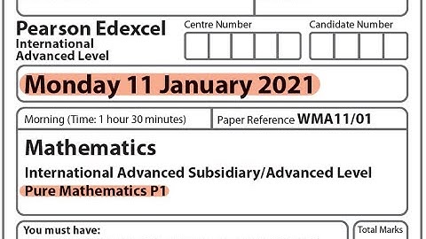 Edexcel IAL Maths - P1 - January 2021