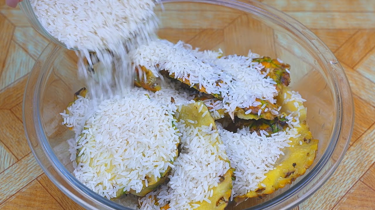 He mezclado la cáscara de piña con arroz ¡Secreto de las cafeterías!😱