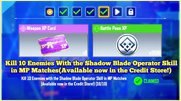 Call Of Duty Mobile Kill 10 Enemies With the Shadow Blade Operator Skill in MP Matches Task Complete