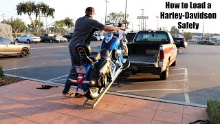 How to Load a HarleyDavidson into a Truck or Trailer and Tie it Down