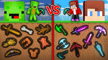 JJ and Mikey : POOR vs RICH Secret Items Mine Battle in Minecraft ! - Maizen