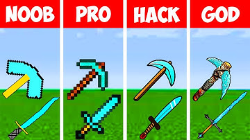 NOOB vs PRO vs HACKER vs GOD Diamond Sword and Pickaxe in Minecraft