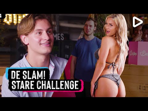 Kunnen deze mannen 1 minuut in de ogen van een bikinimodel staren? | SLAM!