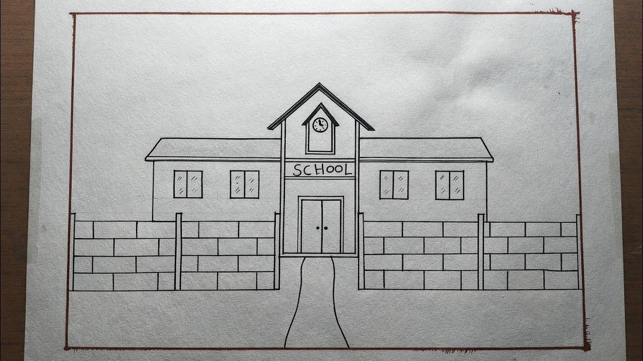 School drawing 😍| school drawing step by step | how to draw school 