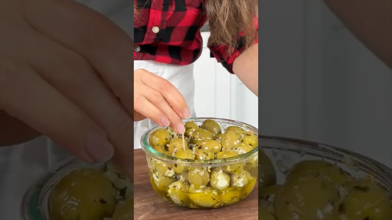 Stuffed Olives with Boursin Cheese – So Fancy, So Easy! #shorts