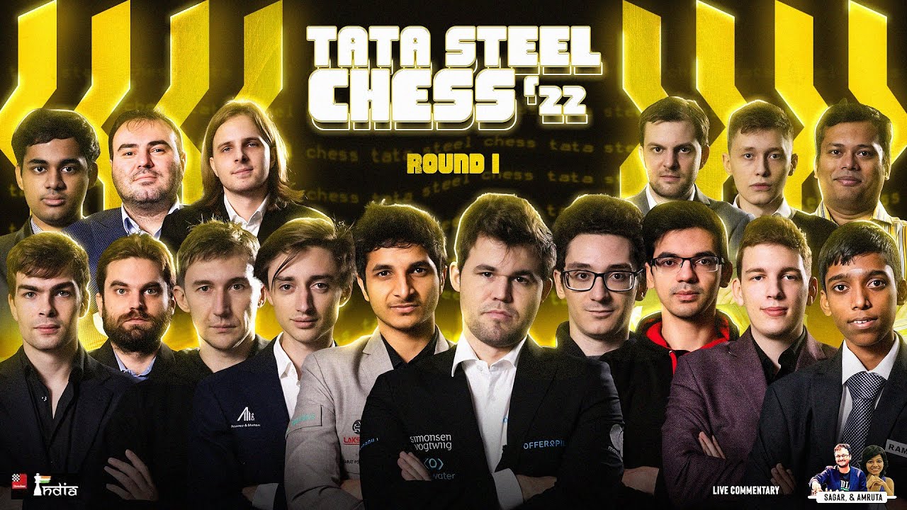 Download Tata Steel Chess 2022 Round 1 | Carlsen, Giri, Vidit, Pragg, Arjun and Ganguly | Live commentary