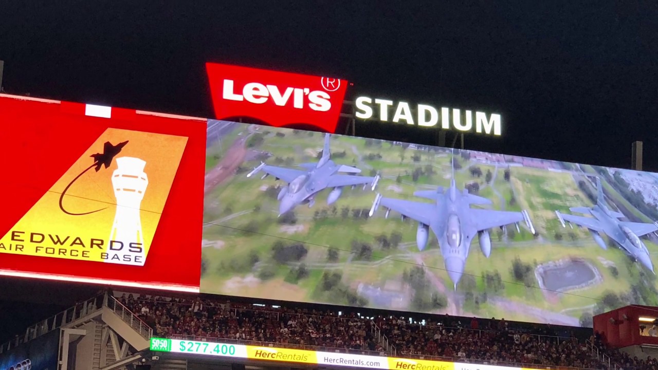 F16 and KC135 Flyover NFC Championship Game National Anthem YouTube