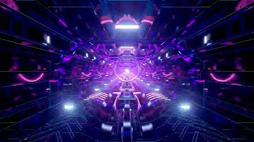 Endless Corridor of Racing Lights and Glowing Rings in Seamless VJ Loops