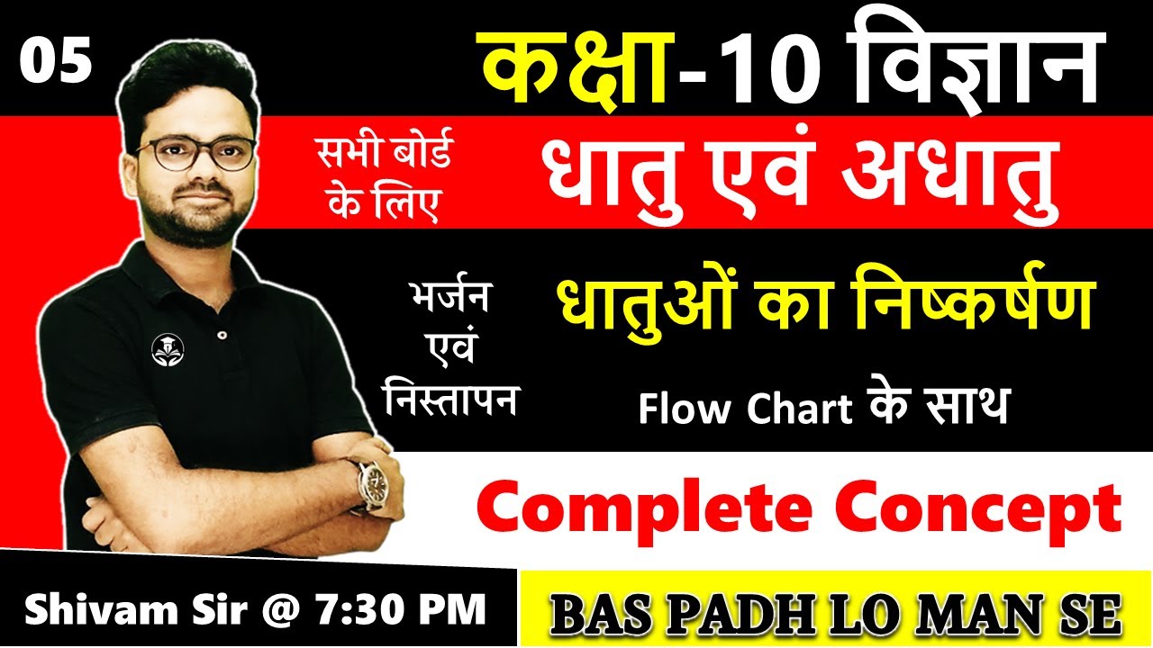 धातुओं का निष्कर्षण Flow Chart के साथ || भर्जन एवं निस्तापन || Class 10