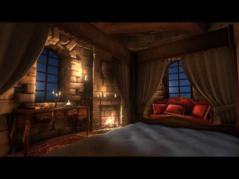 Rain, Thunderstorm x Fireplace Sounds For 12 Hours In This Cozy Place | Sleep, Study, Meditation