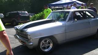 1967 Nova 18 degree 427 sbc 9000 Rpm doing a burnout and wheelie @ Hardcore Happening in LeRoy NY.