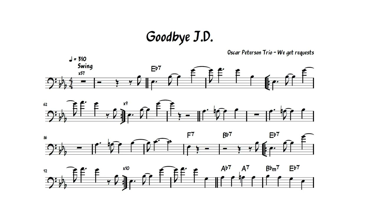Ray Brown Transcription - Goodbye J D - Oscar Peterson trio - We