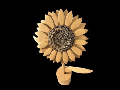 How To Make Sunflower By Cardboard ひまわりを段ボールで作ってみた Youtube