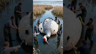 Rescuers Save A Red-Crowned Crane In Trouble
