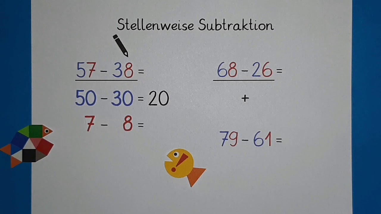 Stellenweise Subtraktion / Mathe lernen in Klasse 2 / einfach schlau