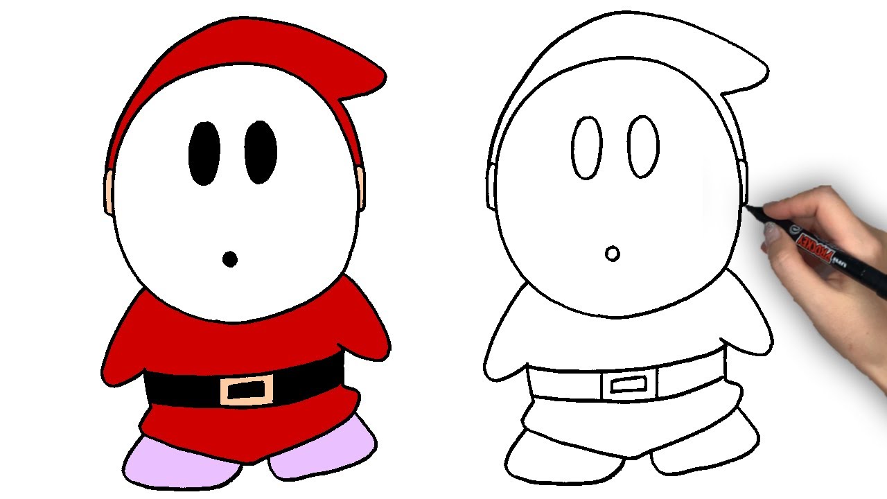 スーパーマリオのヘイホーのかきかた How To Draw A Shy Guy 122 Youtube