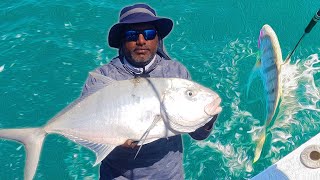 Golden trevally catching at sea - Fishing in qatar