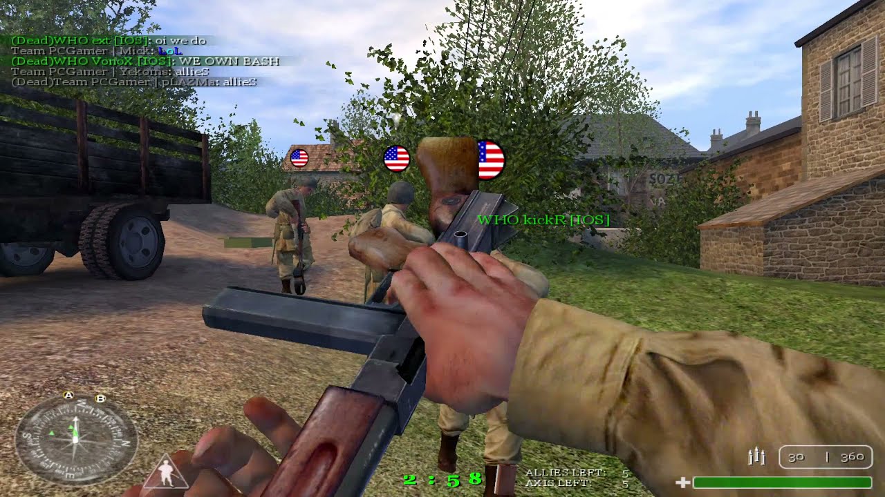 WHO Crew vs. Team PC Gamer mp_carentan CoD1 match POV: ext