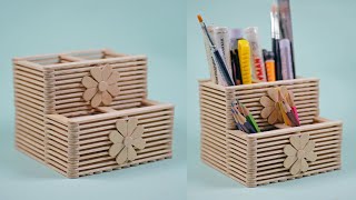 Ide Kreatif Membuat Tempat Penyimpanan Pensil Dari Stik Es Krim - Diy