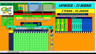 LOTOFÁCIL - 25 DEZENAS - 10 JOGOS!