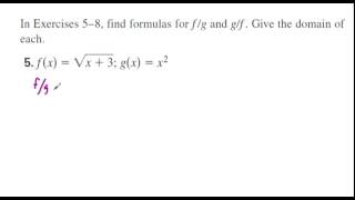 Precalculus Chapter 1.4 Exercises 1-8 Operations on Functions and Domain of Operations