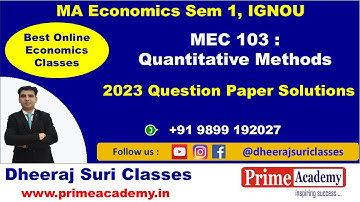 MEC 103 Quantitative Methods, MA Economics (IGNOU), PYQ 2023 Q2 Solutions