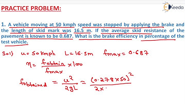 1st Numerical of Brake Efficiency - Traffic Engineering - Transportation Engineering GATE