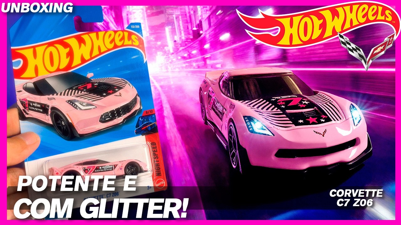 PINK, GLITTERY, AND POWERFUL! HOT WHEELS CORVETTE C7 Z06 PINK