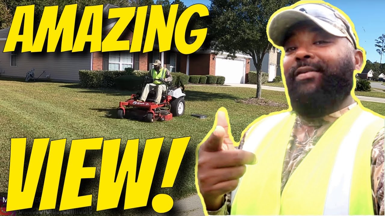 Lawn Mowing - Last Grass Cutting of the year ** Amazing View ** - YouTube