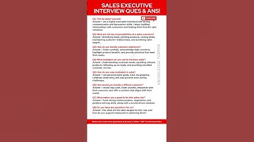 Sales Executive Interview Questions and Answers | Sales Executive Job Interview Questions and Answer