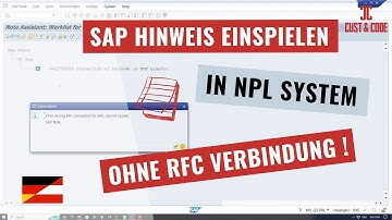 SAP Hinweis einspielen - NPL Developer Edition - Ohne RFC Verbindung [deutsch]