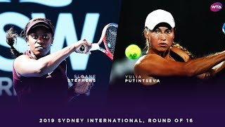 Sloane Stephens vs. Yulia Putintseva | 2019 Sydney International Round of 16 | WTA