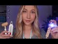 Asmr wooden doctor medical checkup  eye exam whispering personal attention 