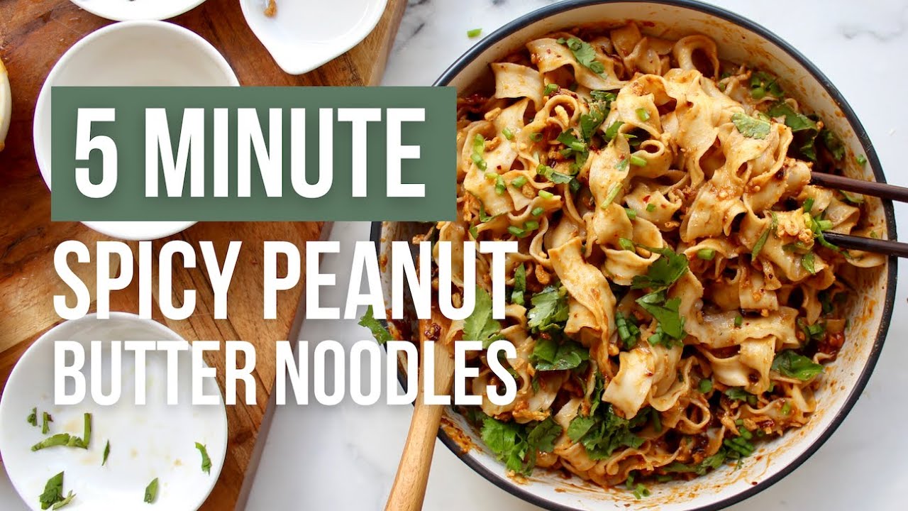 5 Minute Spicy Peanut Butter Noodles Recipe (Vegan) How to Cook at