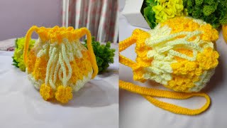आसान तरीके से बनाएं पोटली बैग 💫 🥰 Cute Bag 💞 Crochet potli Bag Tutorial / New Design #Handmade