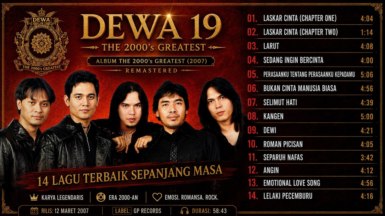 DEWA 19 HITS LEGENDARIS | LASKAR CINTA, LARUT, KANGEN, DEWI \u0026 ROMAN PICISAN | THE 2000'S GREATEST