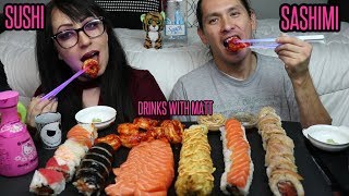 SUSHI AND SASHIMI MUKBANG | *ADULTS ONLY* WOULD YOUR RATHER WITH MY BROTHER | EATING SHOW
