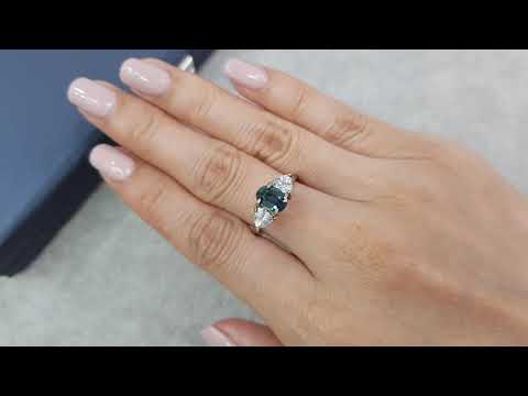 Unheated Teal sapphire in oval cut 1.21 ct, Madagascar, GFCO Video  № 1