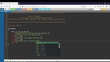 Menghitung luas permukaan prisma segitiga menggunakan online C compiler