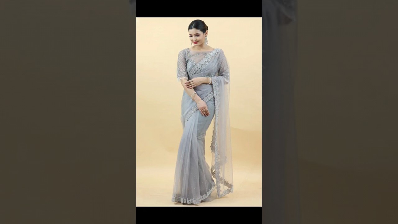 10 grey partywear saree design 