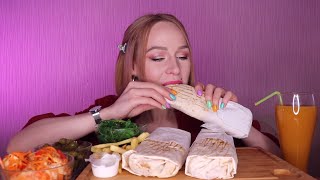 EATING | Шаурма, салаты | Shawarma, salads | не MUKBANG все съела