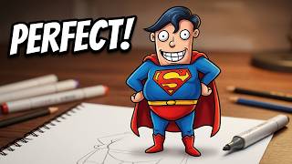 Drawing Fat Superman Cartoon