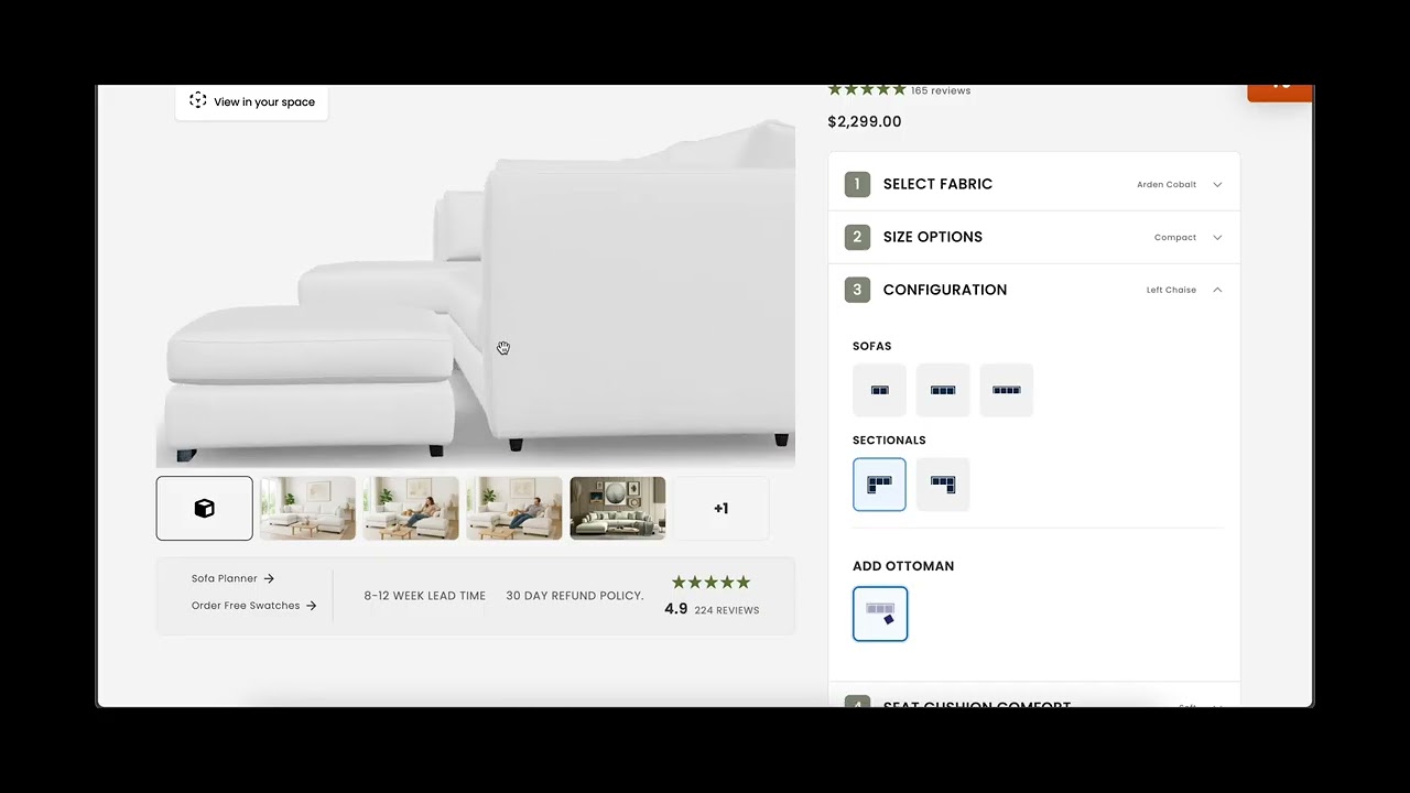 3D configurator for Modular Sofa companies