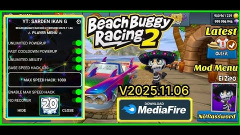 Complete Features Mod Menu Beach Buggy Racing 2 V2025.11.06 No Password ✔📥