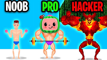 NOOB vs PRO vs HACKER In TOUGH MAN APP! (MAX LEVEL SECRET SKIN!)