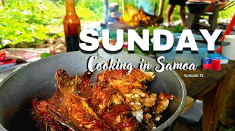 Skipjack Tuna in Coconut Cream on the Umu & Spicy Luau Mamoe 🔥 | SUNDAY COOKING IN SAMOA | Ep. 72