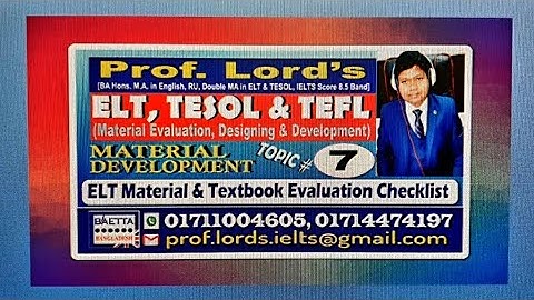 ELT Materials & Textbook Evaluation Checklist | Material Design | ELT, TEFL, TESOL| MA in  English