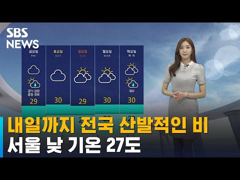 [날씨] 내일까지 전국 산발적인 비…5~40mm 예상 / SBS