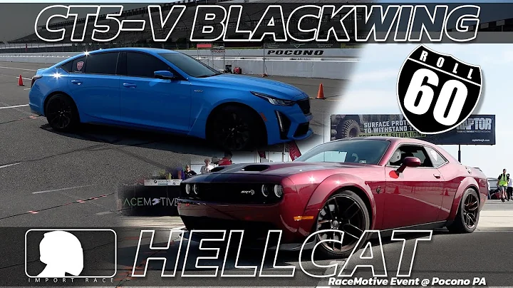 Cadillac CT5-V Blackwing vs Dodge Hellcat 60roll start drag race