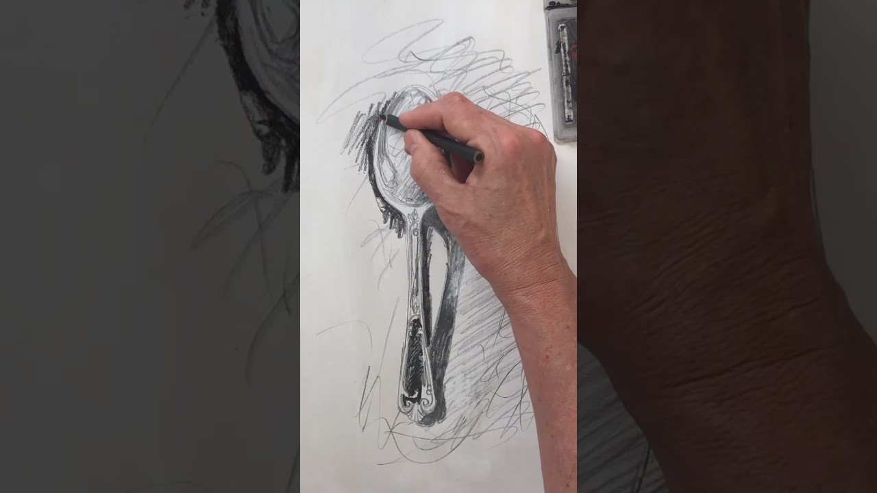 Quick #drawing on wallpaper #charcoal #tableware